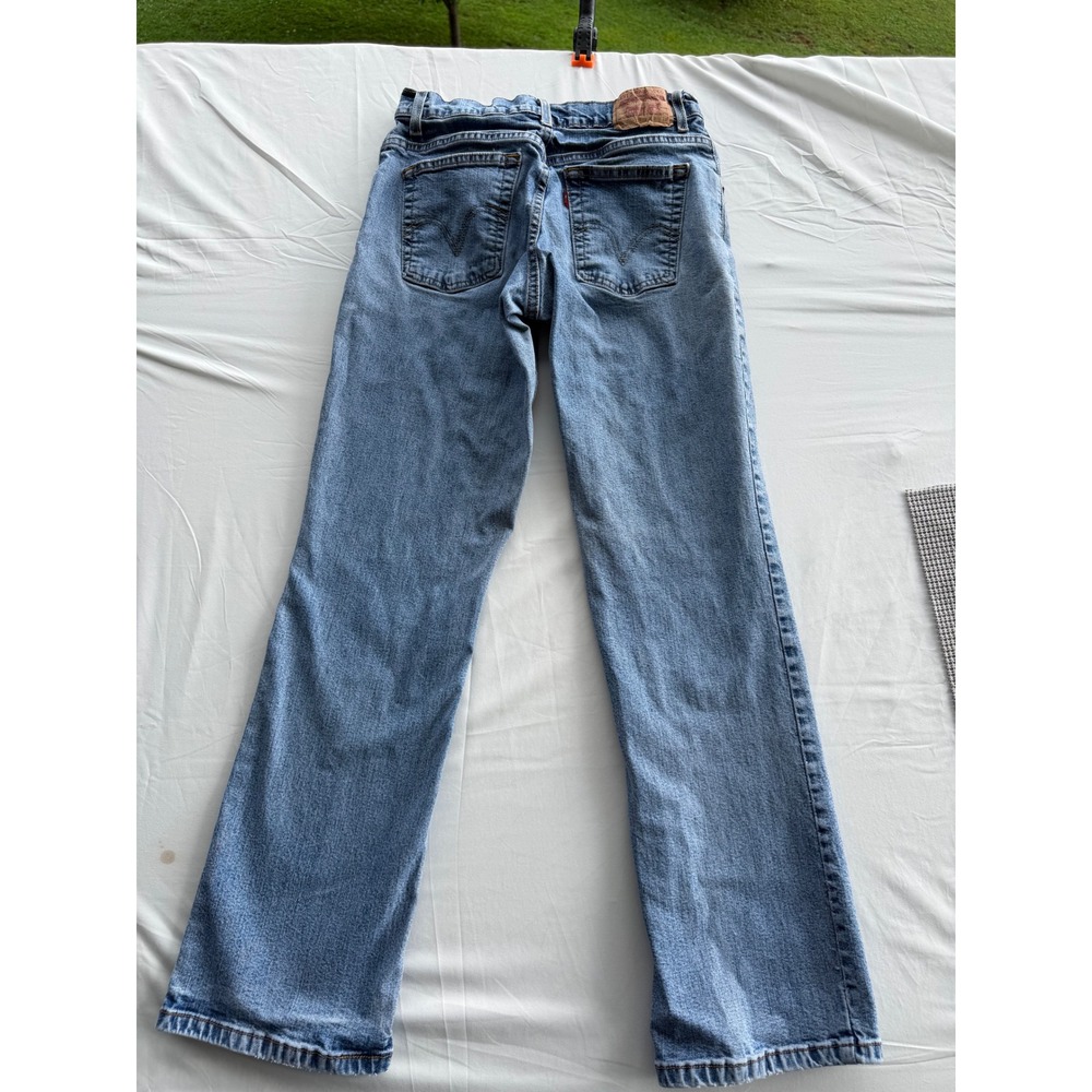 Levis 550 Relaxed Boot Cut Jeans Medium Wash Blue Denim 2004 Y2K VTG cool fade